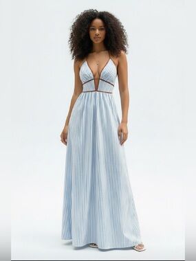 Striped Blue Maxi Dress